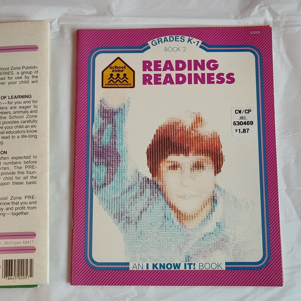 7 Vintage Pre-K Kindergarten & First Grade Educational Workbooks Coloring Books